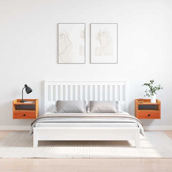 vidaXL Nachtkastje 2 pcs Wasbruin 38 x 36 x 29,5 cm Massief grenenhout