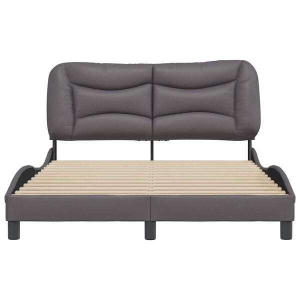 vidaXL Bedframe zonder matras "Hvar" kunstleer grijs 140x190 cm