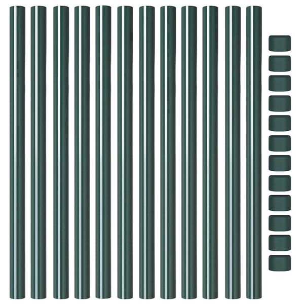 vidaXL Hekpalen 12 pcs Groen 70 cm Poedergecoat staal
