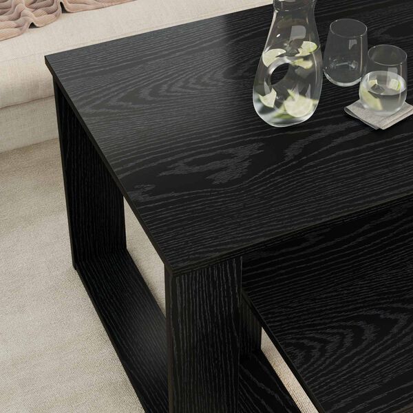 vidaXL Koffietafel Set 2 pcs Zwart Eiken Bewerkt hout