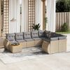 vidaXL 10-delige Loungeset met kussens poly rattan beige