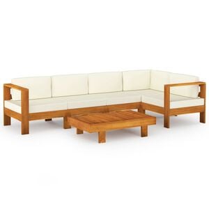 vidaXL 6-delige tuinloungeset met kussens 100x60 cm acaciahout