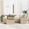 vidaXL Tuin Sofa Set met opslag 6 pcs Bruin en Cr&egrave;me poly rattan