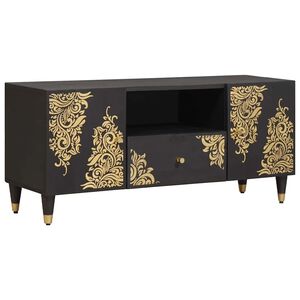 vidaXL TV-kast met lade Zwart 105 x 33 x 46 cm Massief Mango Hout