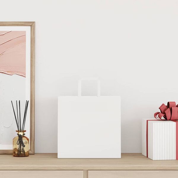 vidaXL Papieren zakken 50 st met hengsels 26x17x25 cm wit