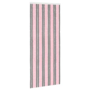 vidaXL Insecten Gordijn Chenille Zilvergrijs en Roze 90 x 220 cm