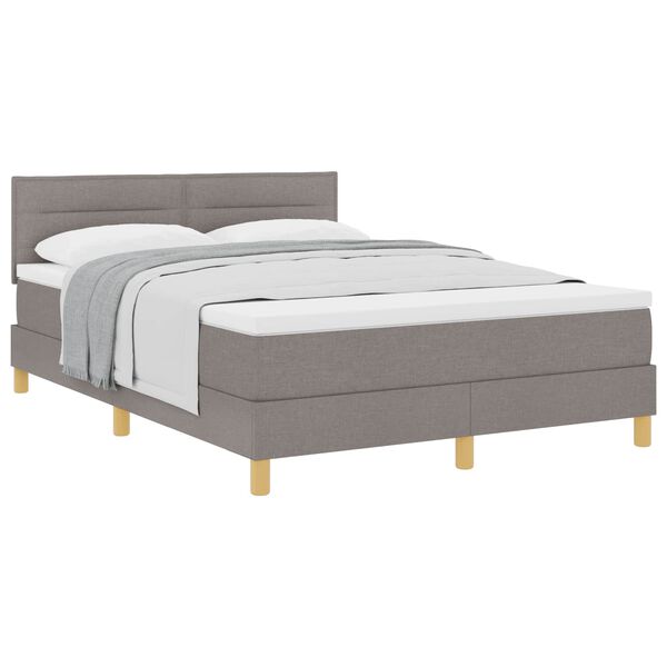 vidaXL Boxspringbed met matras met hoofdeinde Taupe 140 x 190 cm Stof