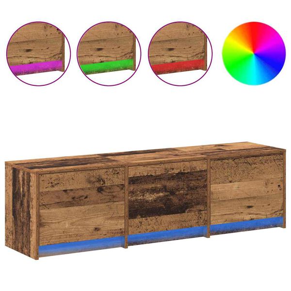 vidaXL TV kast met LED's Oud Hout 140 x 34 x 40 cm Bewerkt hout
