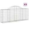 vidaXL Schanskorven 9 st gewelfd 200x30x80/100 cm gegalvaniseerd ijzer