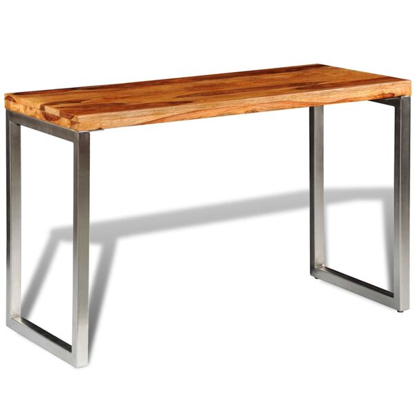 vidaXL Eettafel/bureau met stalen poten massief hout