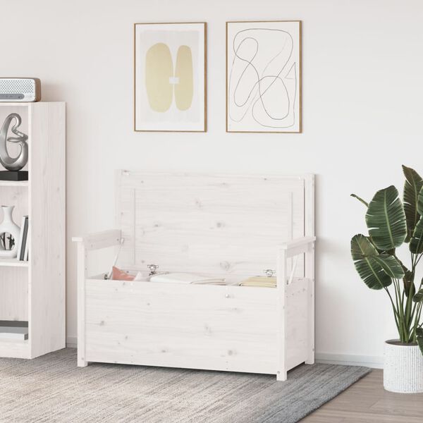 vidaXL Bankje 112,5x51,5x96,5 cm massief grenenhout wit