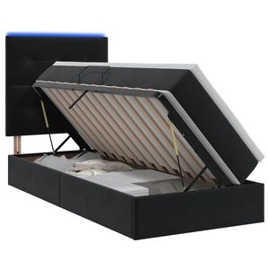 vidaXL LED Opslagbed met Matras Zwart 100 x 200 cm Fluweel