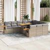 vidaXL 11-delige Tuinset met kussens poly rattan acacia beige