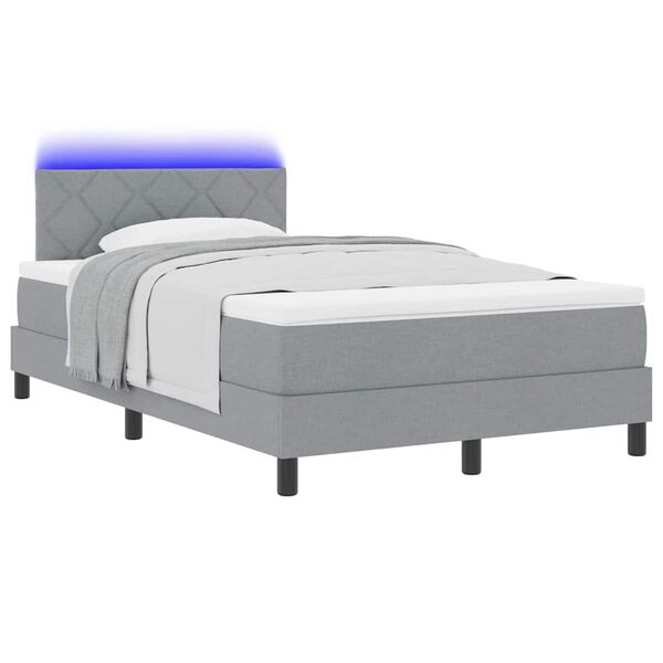 vidaXL Boxspring bed met matras met LED Lichtgrijs 120 x 200 cm Stof