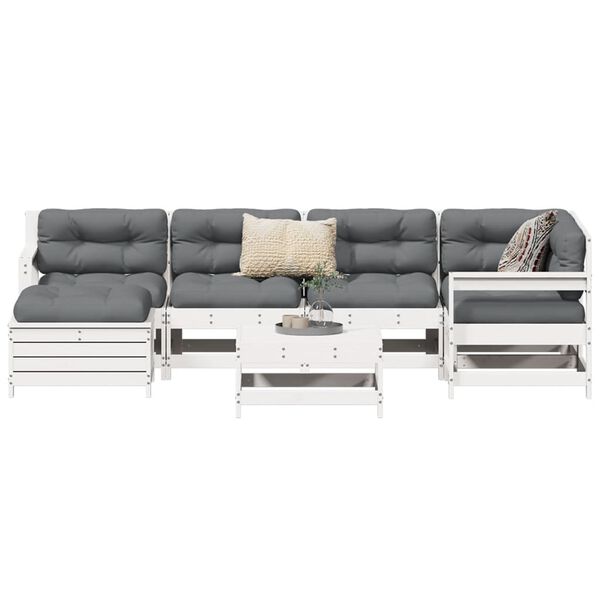 vidaXL 7-delige Loungeset massief grenenhout wit