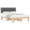 vidaXL Bedframe met Gevoerd Hoofdgedeelte Donkergrijs 140 x 200 cm