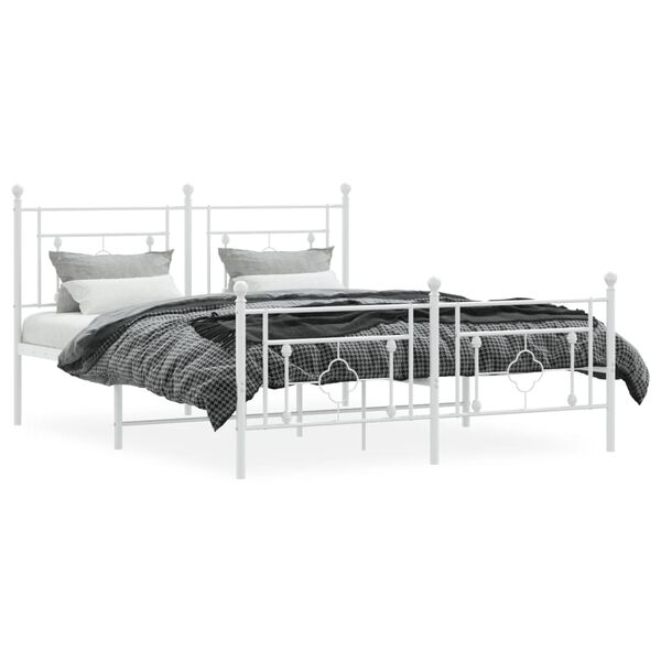 vidaXL Bedframe met hoofd- en voeteneinde metaal wit 160x200 cm