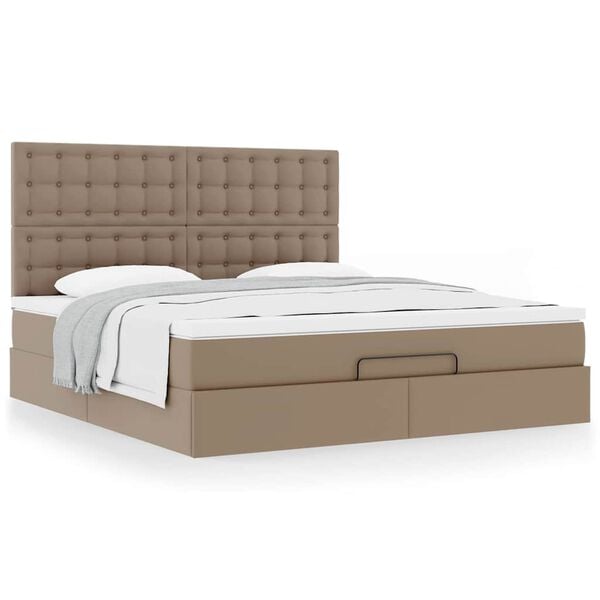 vidaXL Ottoman bed met matras 180x200cm kunstleer cappuccinokleurig