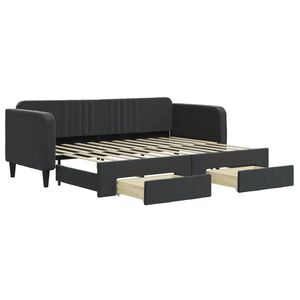 vidaXL Slaapbank met onderschuifbed en lades 80x200 cm fluweel zwart