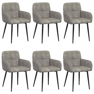 vidaXL Eettafelstoelen 6 st Nep Suede Leer Lichtgrijs