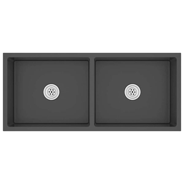 vidaXL Gootsteen handgemaakt roestvrij staal zwart