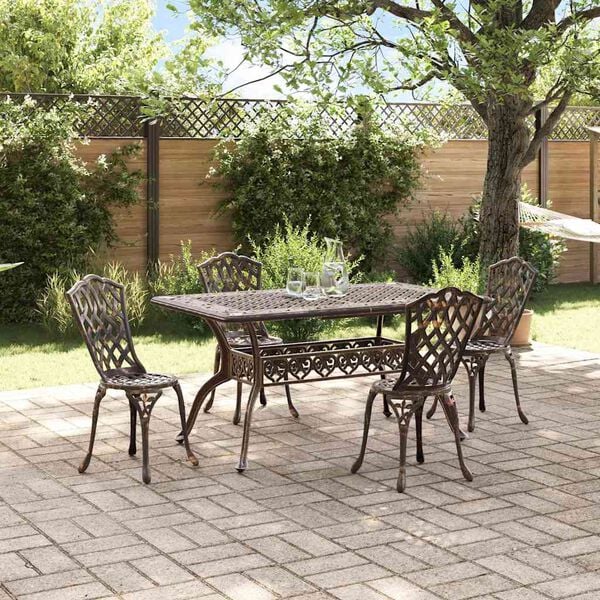 vidaXL Tuin eettafelset 5 pcs Brons Aluminium