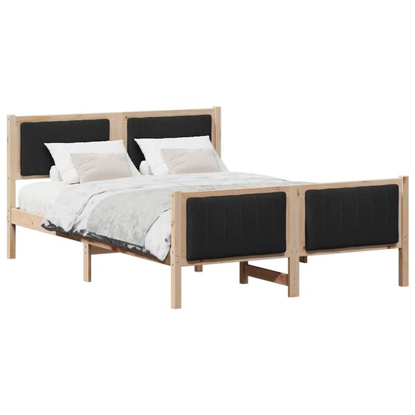 vidaXL Bedframe Bruin en zwart 135 x 190 cm Massief grenenhout