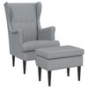 vidaXL Fauteuil met Voetenbank 2 st Lichtgrijs Stof