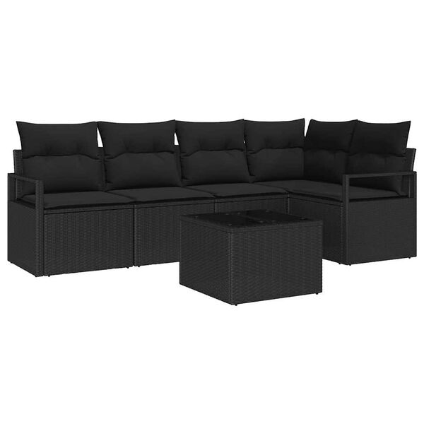 vidaXL Tuin Sofa Set 6 pcs Zwart Poly riet