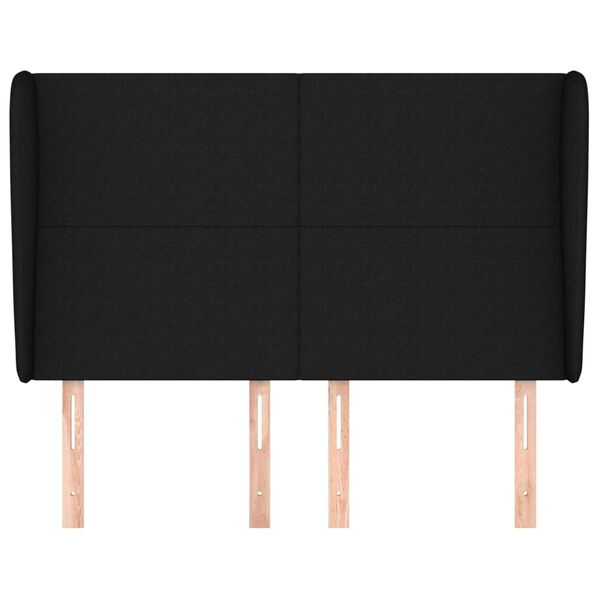 vidaXL Hoofdbord met randen 147x23x118/128 cm stof zwart