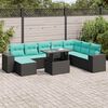 vidaXL 9-delige Loungeset met kussens poly rattan acacia zwart