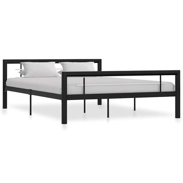 vidaXL Bedframe metaal zwart en wit 140x200 cm