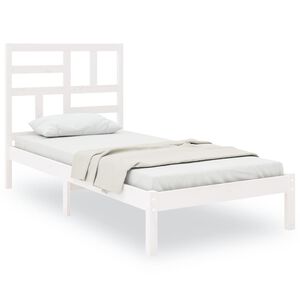 vidaXL Bedframe massief hout wit 75x190 cm