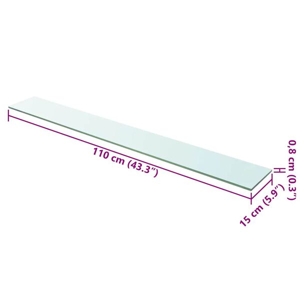 vidaXL Schappen 2 st 110x15 cm glas transparant