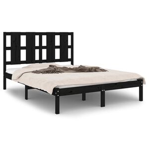 vidaXL Bedframe massief grenenhout zwart 140x190 cm