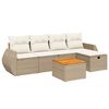 vidaXL 6-delige Loungeset met kussens poly rattan beige