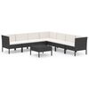 vidaXL 8-delige Loungeset met kussens poly rattan zwart