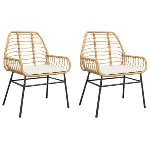 vidaXL Tuinstoelen 2 st met kussens poly rattan bruin