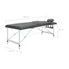 vidaXL Massagetafel met 2 zones 186x68 cm aluminium frame antraciet
