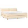 vidaXL Boxspring met matras stof cr&egrave;mekleurig 180x200 cm