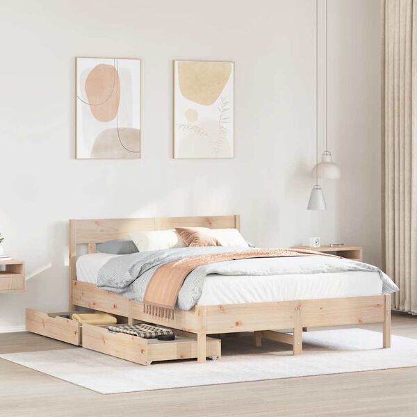 vidaXL Bedframe zonder matras massief grenenhout 140x190 cm