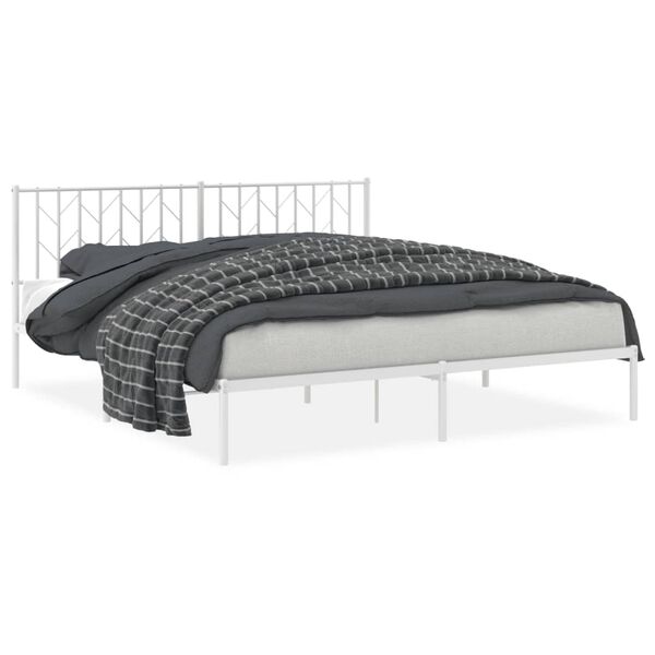 vidaXL Bedframe met hoofdbord metaal wit 180x200 cm