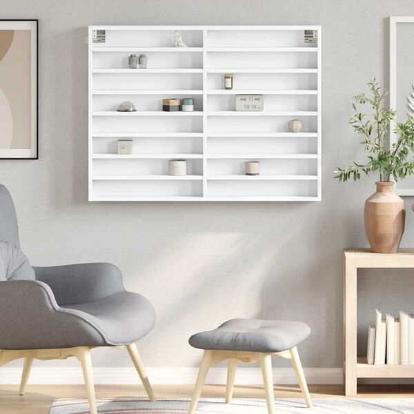 vidaXL Vitrinekast 100x8,5x75 cm bewerkt hout wit