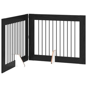 vidaXL Opvouwbaar hondenhek met standaards 2 st Zwart eiken 200,5 cm