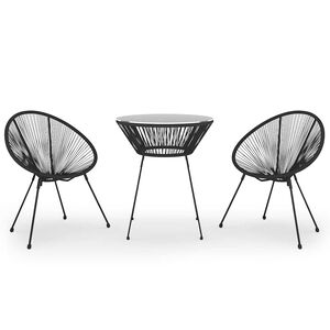 vidaXL 3-delige Tuinset PVC-rattan zwart