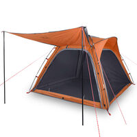 vidaXL Tent 4-persoons 240x221x160 cm 185T taft grijs en oranje