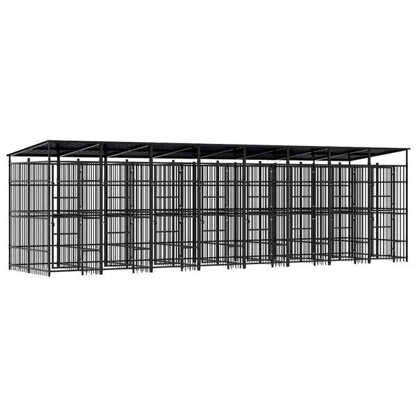 vidaXL Hondenkennel met dak 14,75 m&sup2; staal