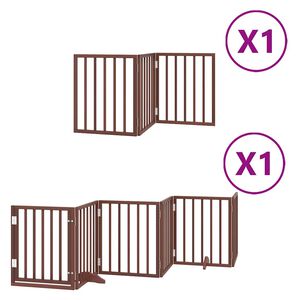 vidaXL Hondenhek inklapbaar 9 panelen 450 cm populierenhout bruin