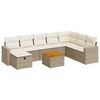 vidaXL 9-delige Loungeset met kussens poly rattan beige