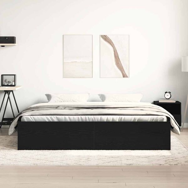 vidaXL Bedframe zonder matras 150x200 cm bewerkt hout zwart eikenkleur